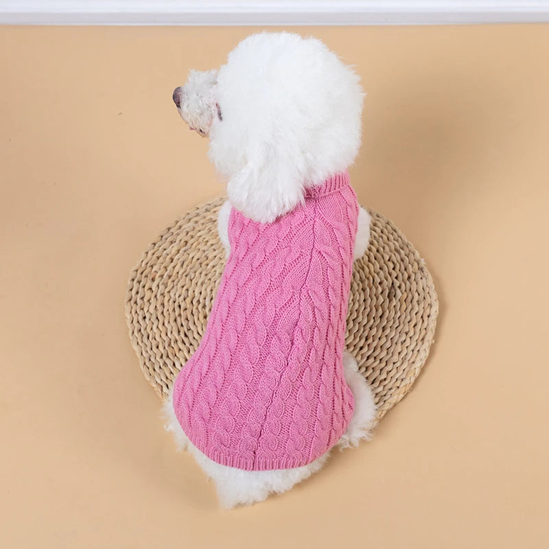 Teddy Bear Small Dog Clothes Solid Color Warm Winter Sweaters for Cats Lightweight Knitting Vest Leisure Outdoor Pet Overalls