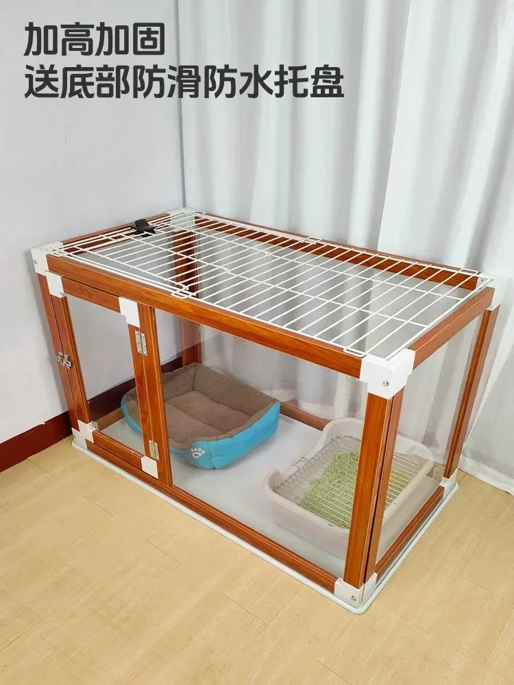 Household Small and Medium Dogs Teddy Pet Dog Fence Visual Cat Cage Dog Fence Indoor Panoramic Transparent Dog Cage
