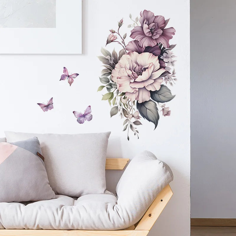 1PCS Painted Branches Flower Birds Bedroom Living Room Porch Home Background Decoration Beautify Wall Paste Self-adhesive