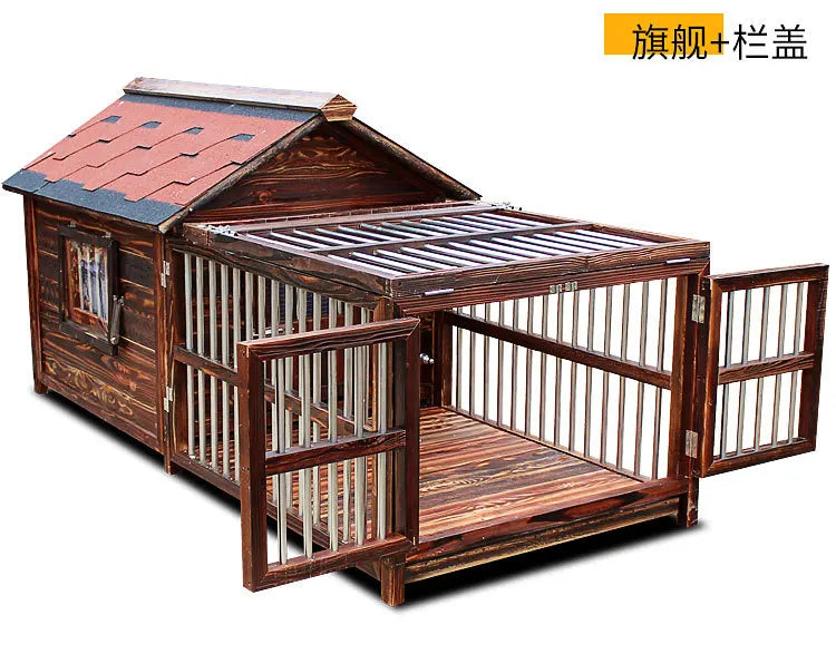 4XL Pet Kennel Large Dog Summer Cooler All Seasons Universal Medium Dog Kennel Solid Wood Removal and Washing