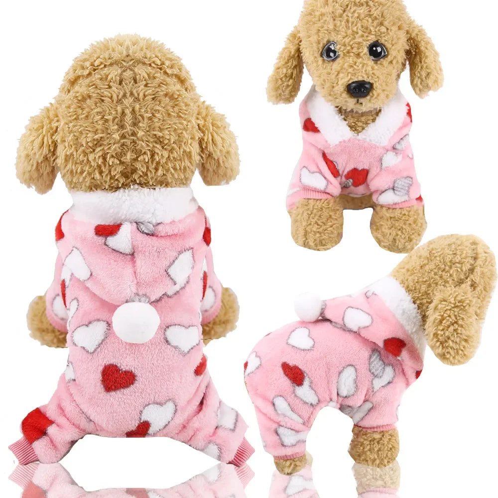 Pet Dog Soft Warm Jumpsuits Clothing for Dogs Pajamas Fleece Small Puppy Coat Pet Outfits Hoodie Clothing Cats Clothes Christmas