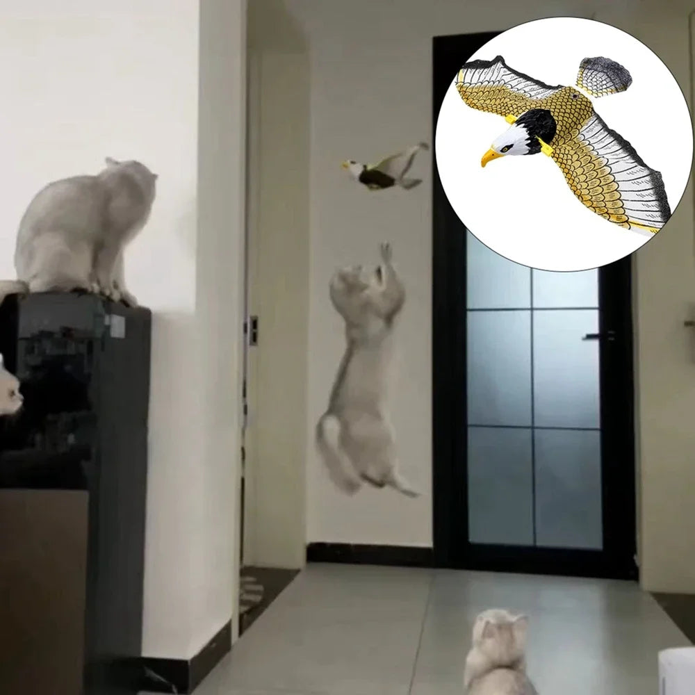 Pet Toy Electric Simulation Fake Eagle Electronic Rotation Simulation Bird Hanging Interactive Teasing Cat Dog Toy Silent Model