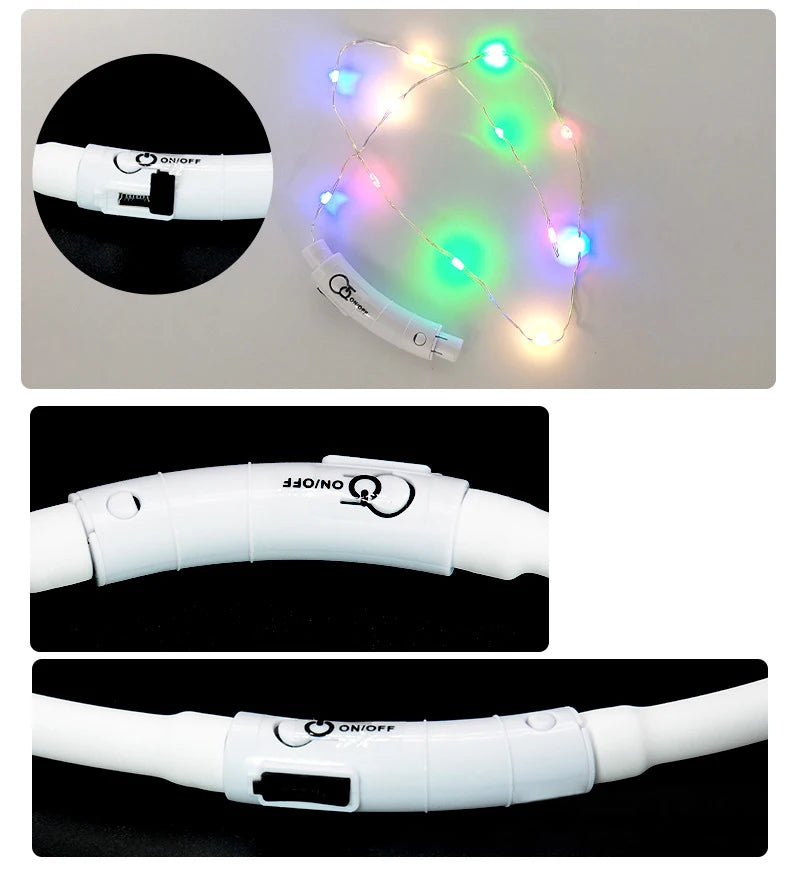 4 Modes Dog Luminou Charge Collar Led Usb Cat Silicone Colorful Collar Detachable Night Glow Pet Loss Prevention Dog Accessories