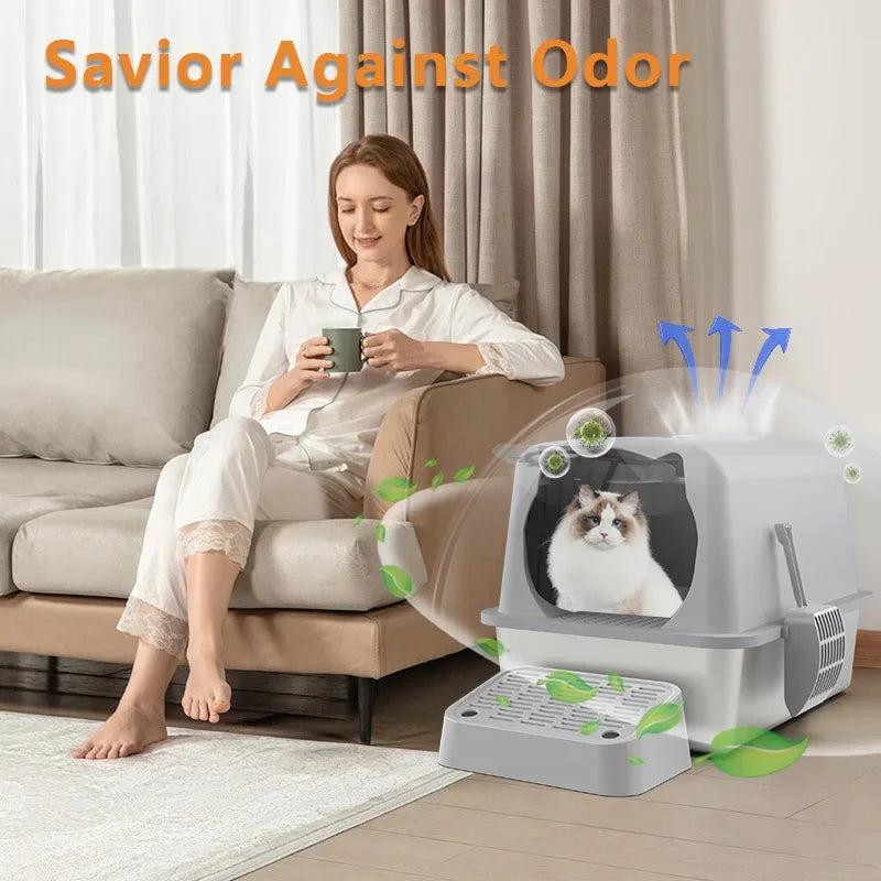 2025 New Trends Wholesale Large Capacity Electric Cat Litter Box Enclosed Smart Deodorant Cat Toilet