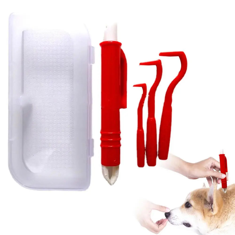 4PCS Dog Tick Remover Tool Tick Remover Tweezers Tongs Hooks Set Flea Remover Comb Lice Supplies for Pet Dog Cat Human Horse