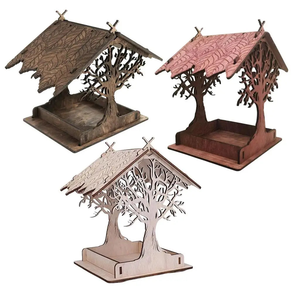 Wooden Hanging Bird Feeder Cottage Hanging Bird House Hanging Birdfeeder For Outdoors Attracts Blue Jays Extra-Large Bird Feeder