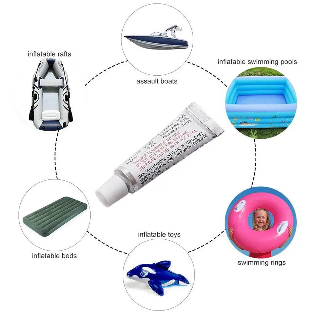 Inflatable Boat Repair Kit - PVC Adhesive Patches for Waterbed Air Mattress Swimming Toy and Inflatable Boat Repair Glue