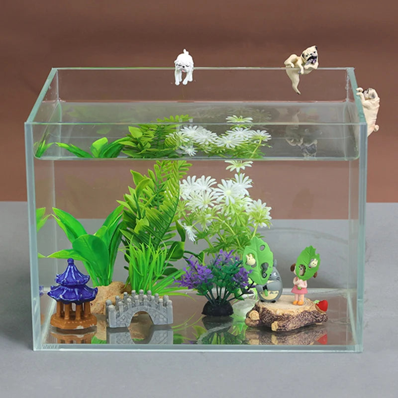 Simulation mini Ornaments Fish Aquarium Decor Artificial pet dogs Fish Tank Decoration Animal Figurine Dollhouse Home Decor