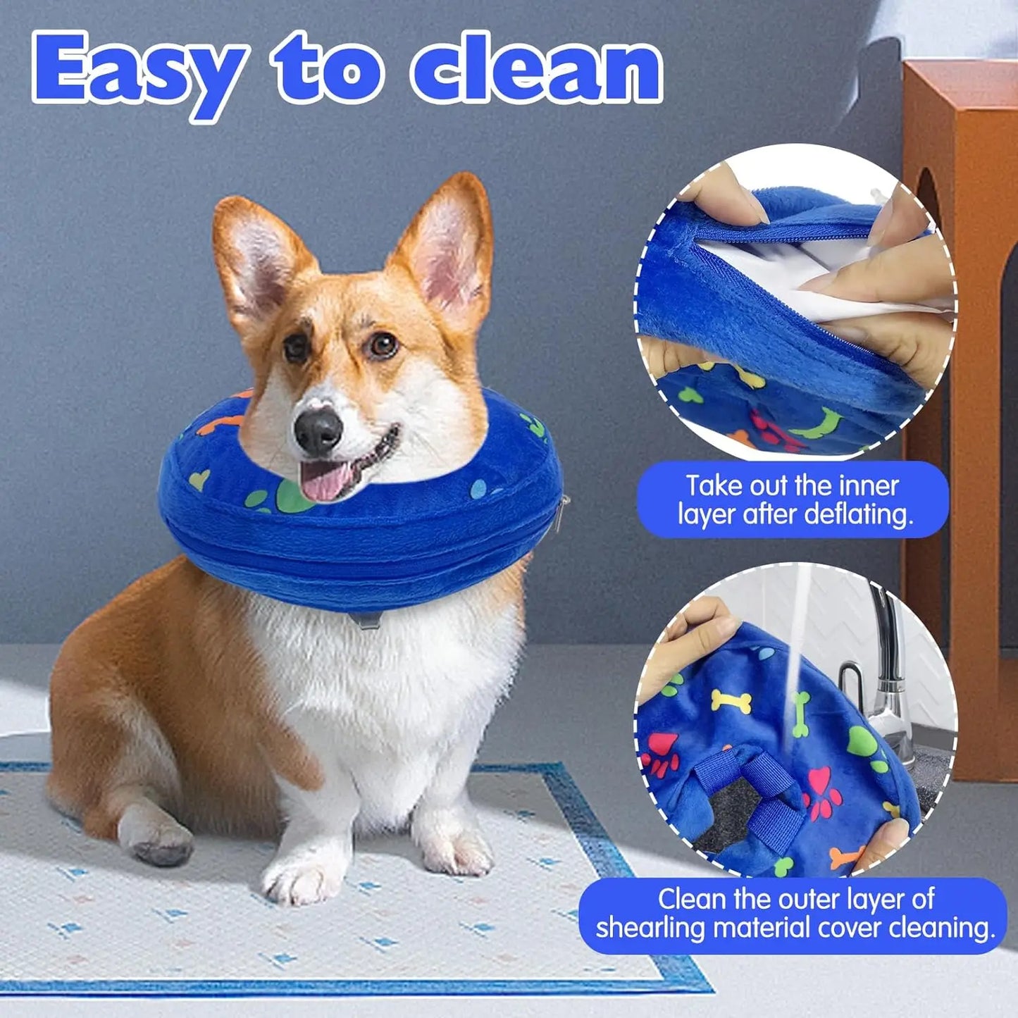 Protect Inflatable Dog Collar After Surgery Recovery Pet Collar for Small Medium Large Dogs Soft Dog Elizabeth Cone Collar