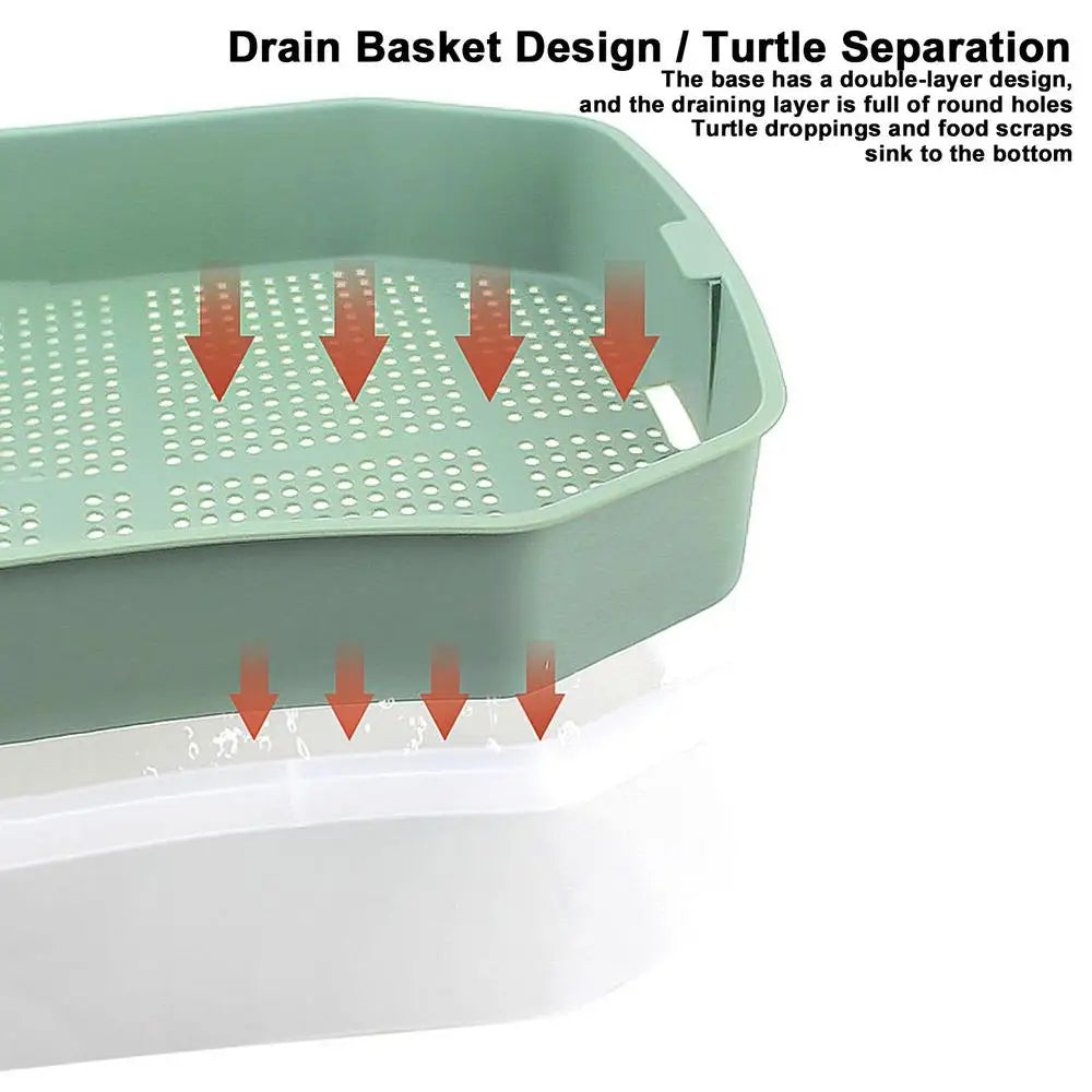 Turtle Tank Aquarium Baby Turtle Habitat With Lid Pet Turtle Habitat Detachable Double Layers Turtle Tank Anti-Slip Tortoise
