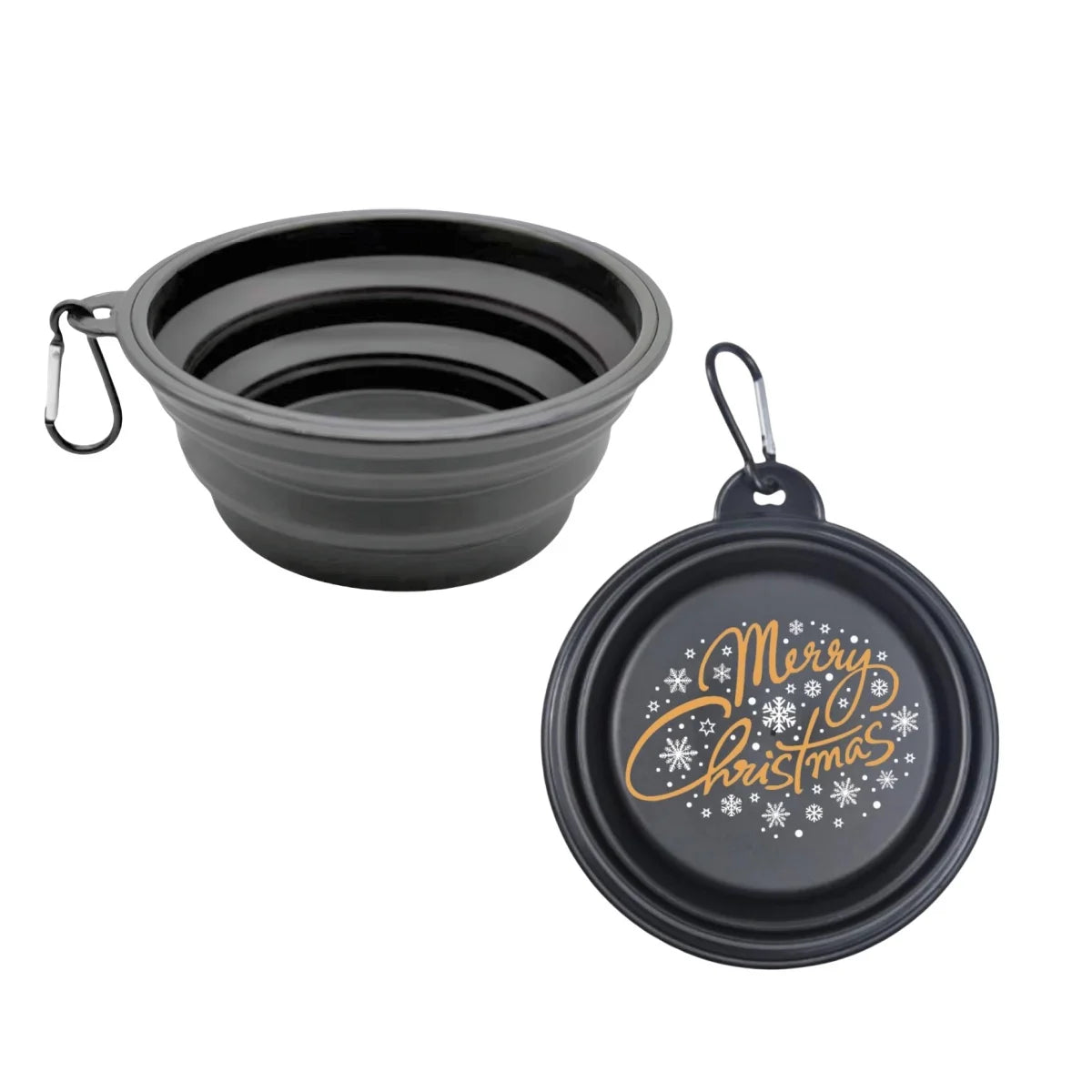 Collapsible Silicone Dog Food Water Bowl Cute Christmas Pet Bowl Outdoor Travel Portable Folding Supplies Dishes with Carabiner