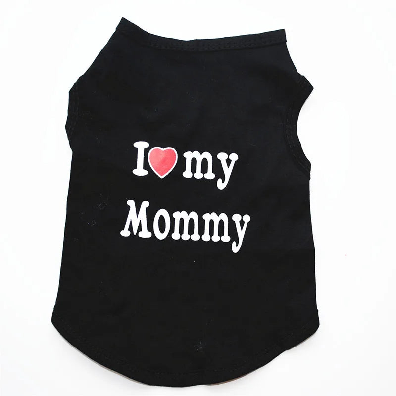 Small Dog Clothes Soft Cotton Puppy Shirt Classic Daddy Mommy Printed T-shirt Pet Vest Clothing for Cats Chihuahua Dog Apparel