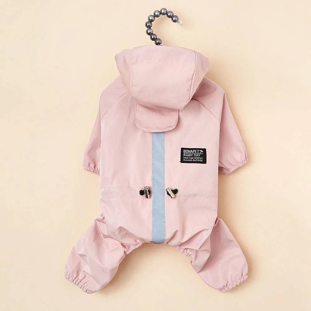 Dog Raincoat Quick Dry Pet Reflective & Adjustable Rain Poncho Jacket Waterproof & Windproof Puppy Hooded Cloak 4 Legs Raincoat