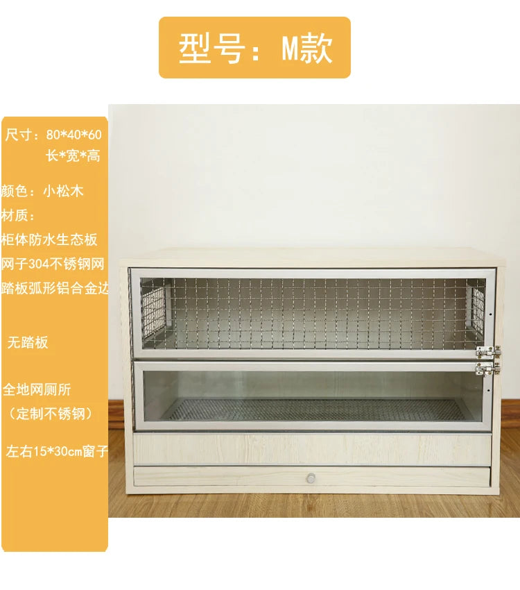 Squirrel Dragon Cat Dog Cat Iron Cage Wooden Cabinet Cage Ecological Board Ice Nest Stainless Steel Net Villa Non-acrylic Cage
