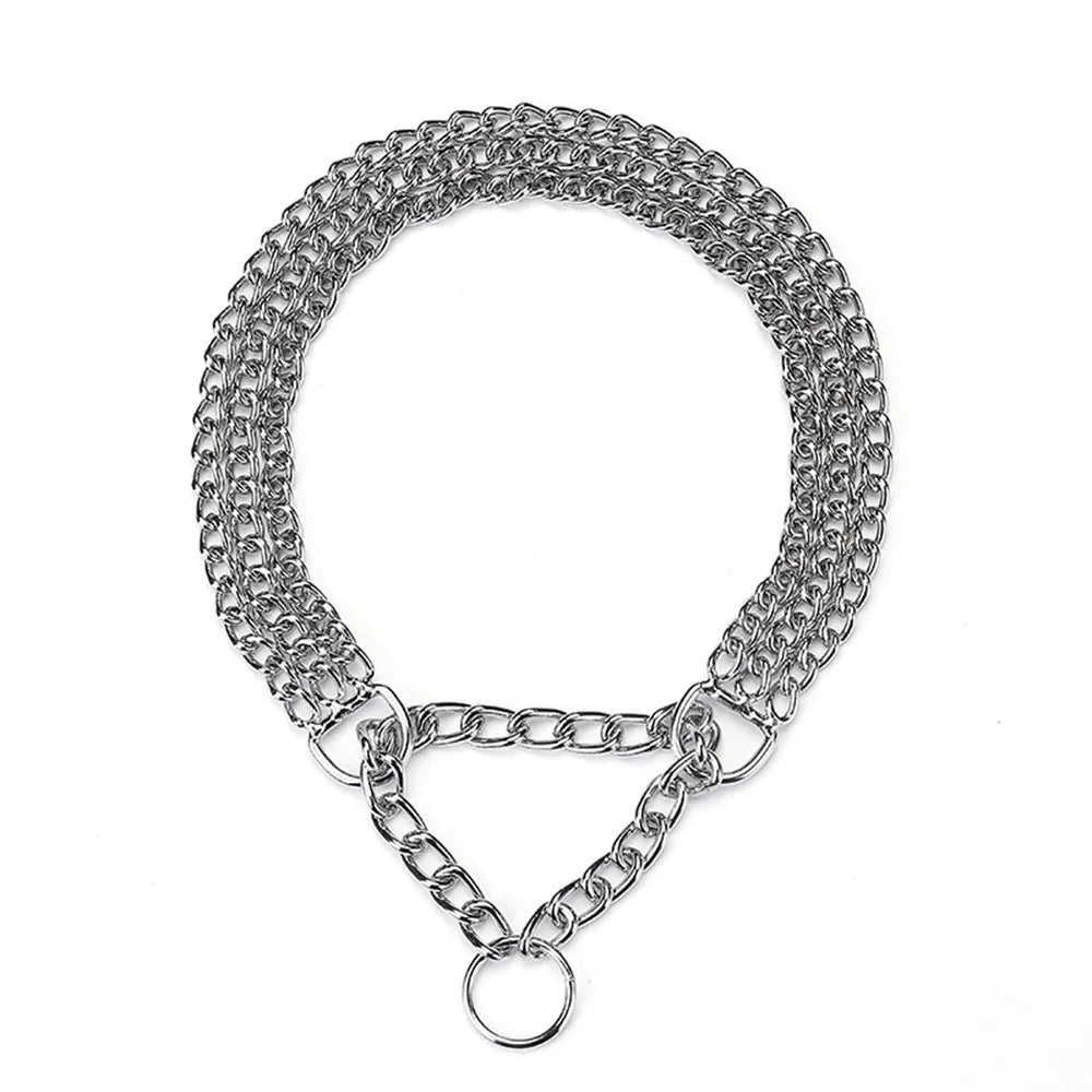 Dog Choker Collar No Pull Dog Collar Martingale Collar Seamless Die-Casting Three Row Chain Dog Collar for Dogs Training Walking