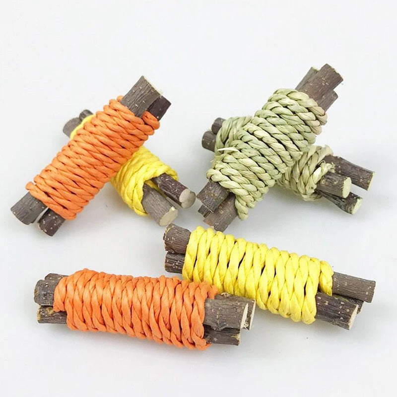 2pcs Chew Stick Apple Tree Branch Hamster Squirrel Natural Toys Parrots Rabbits Grinding Stick Small Pets Supplies accessories