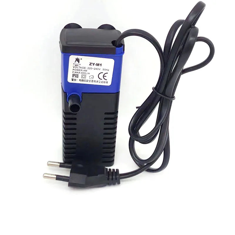 4W Mini Submersible Aquarium Filter Fish Tank Internal Filter Pump Water Flow Circulation Add Oxygen For Fish Turtle Tank Supply