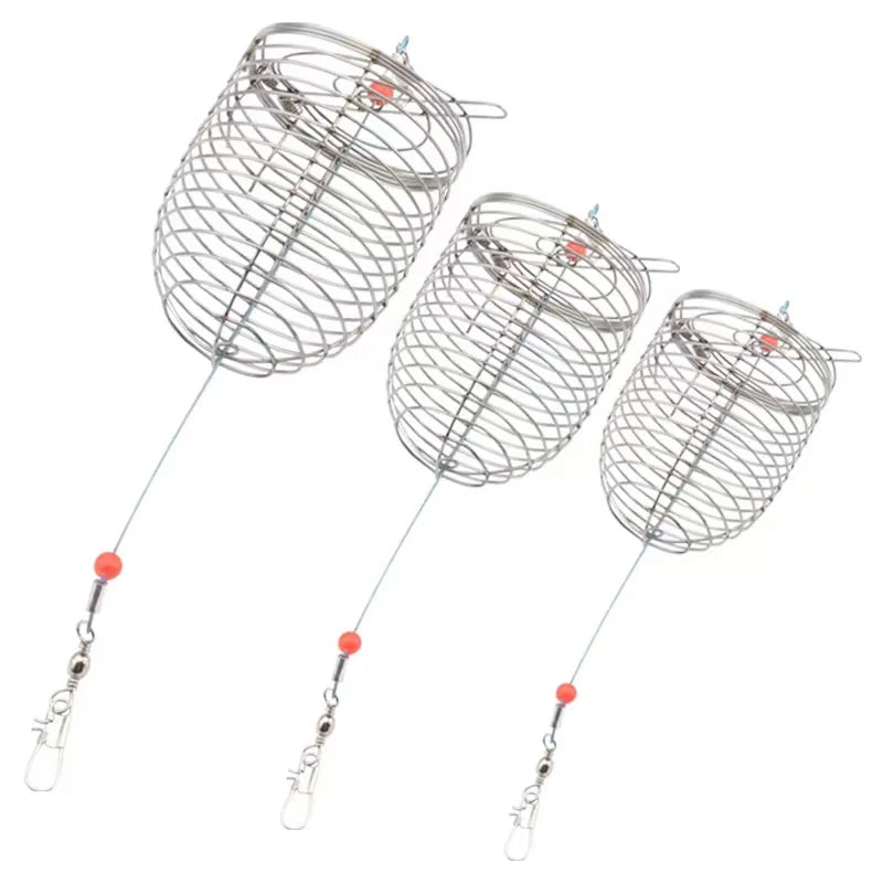 Stainless Steel Aquarium Small Fishing Bait Feeder Fish Tank Crystal Shrimp Dry Food Feeding Fishing Lure Cage Trap Basket
