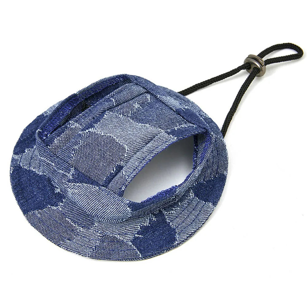 Casual Dog Hat Round Dog Cap with Ear Holes for Puppy Pet Grooming Dress Up Hat Summer Dog Canvas Sun Cap Bonnet Visor for Pug