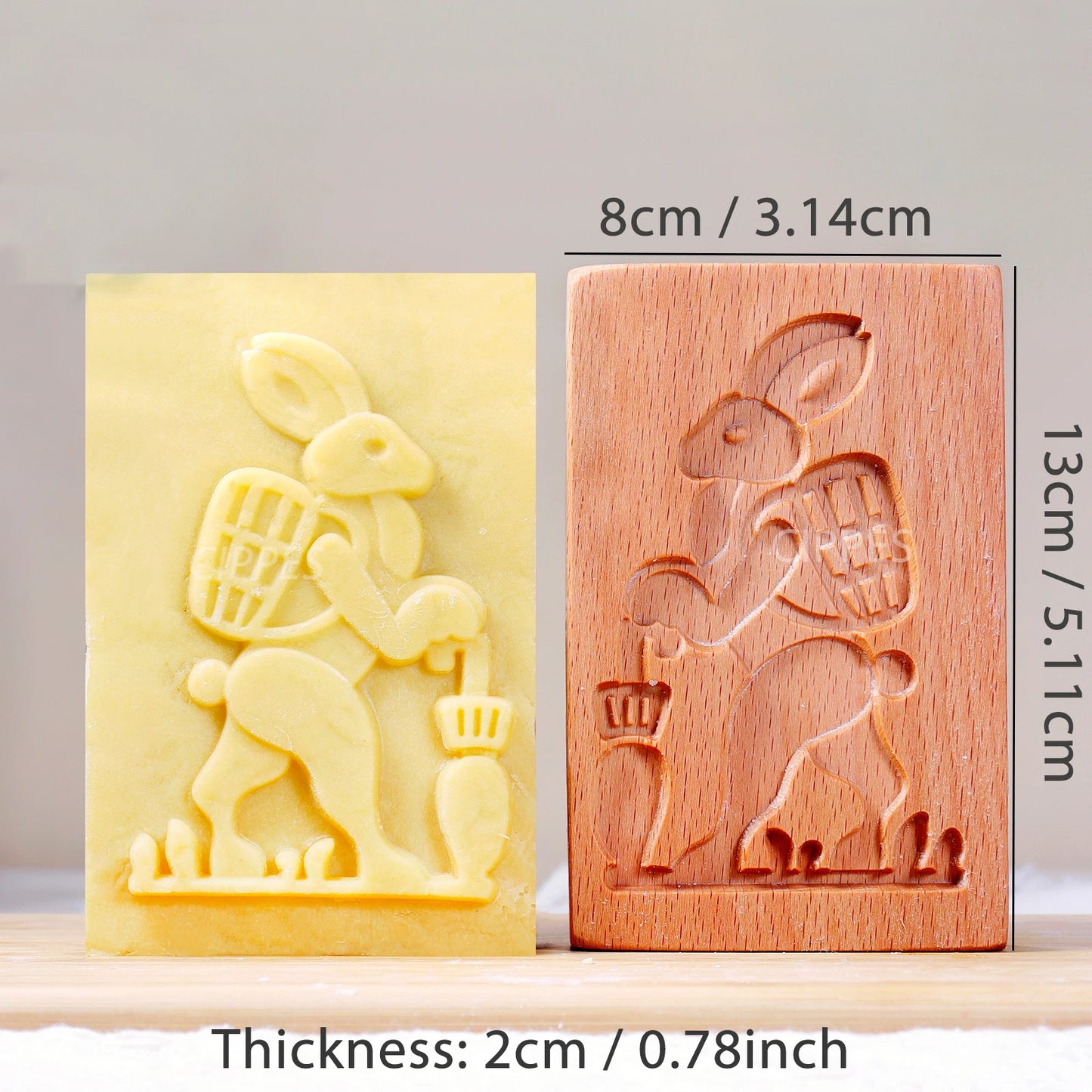 1PC Wood Cookie Mold, Animals Patterns, 3D Carved Embossed Biscuit Cutter Moulds, Fish, Bird, Bear, Sheep, Tiger, Horse, Squirre