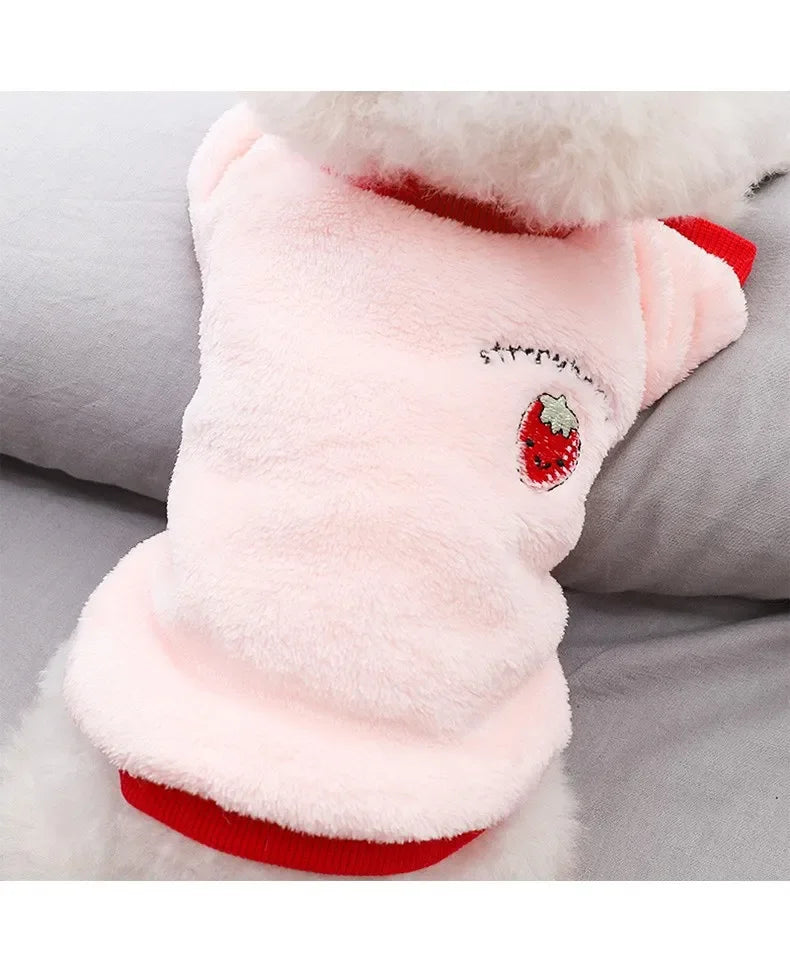 Pet Dog Clothes Warm Fleece Cute Fruit Print Coat Small Medium Cat Shirt Jacket Autumn Puppy Sweater Hoodie Chihuahua Yorkies