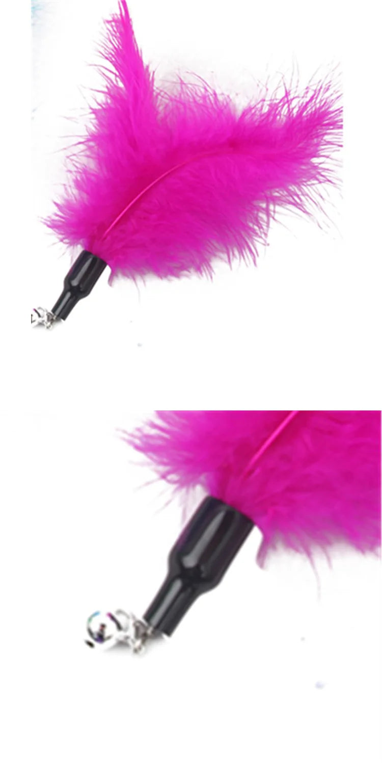 Cat Toy Cat Teaser Sticks Pet Cat Toy Pussy Cat Stick Feather Replacement Head Pussy Cat Toy DIY Bell Replacement Head
