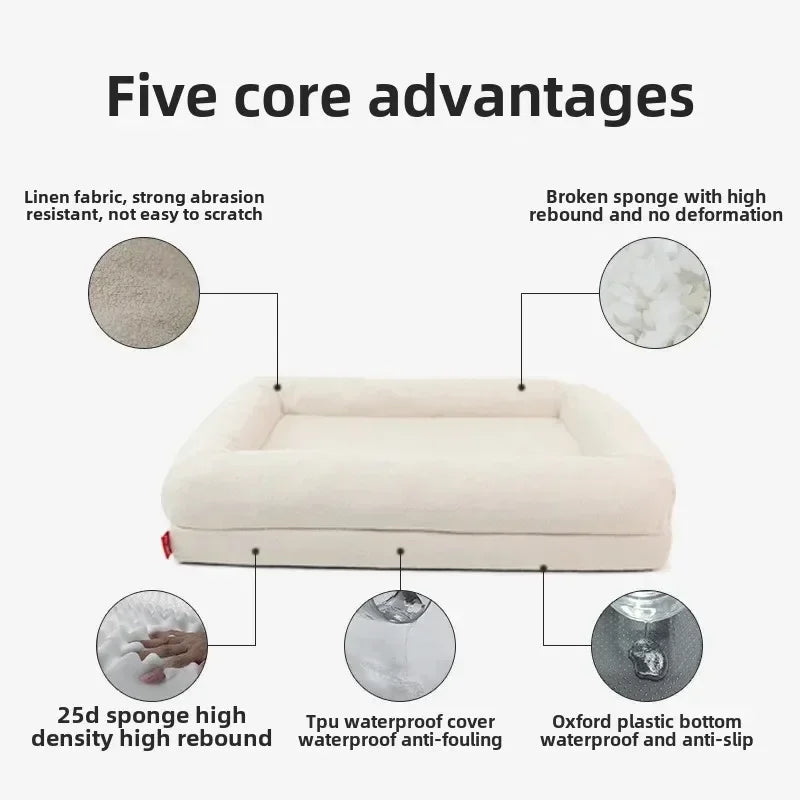Surround Quadrangle Dog Kennel All-season High Thickened Memory Foam Removable Waterproof Spacious Solid Wear-resistant