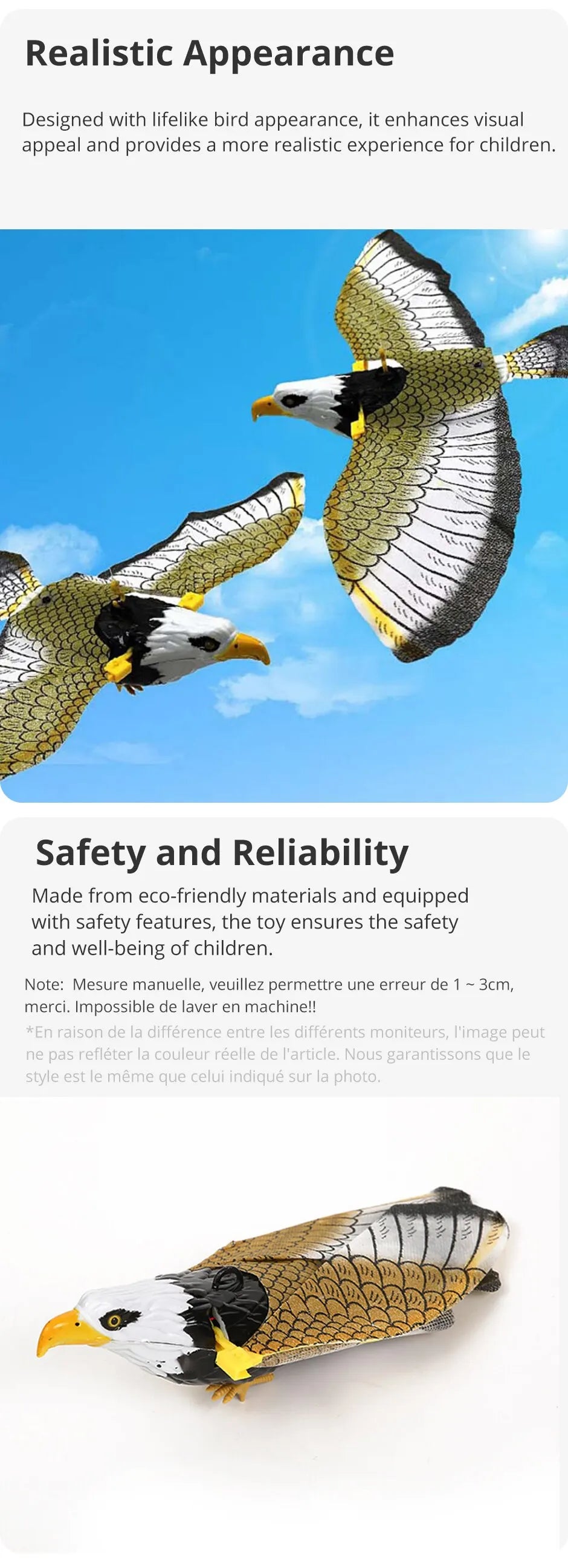 1Pcs Electric Flying Eagle Electronic Pet Toy Rotating Simulation Flying Bird With Light Music