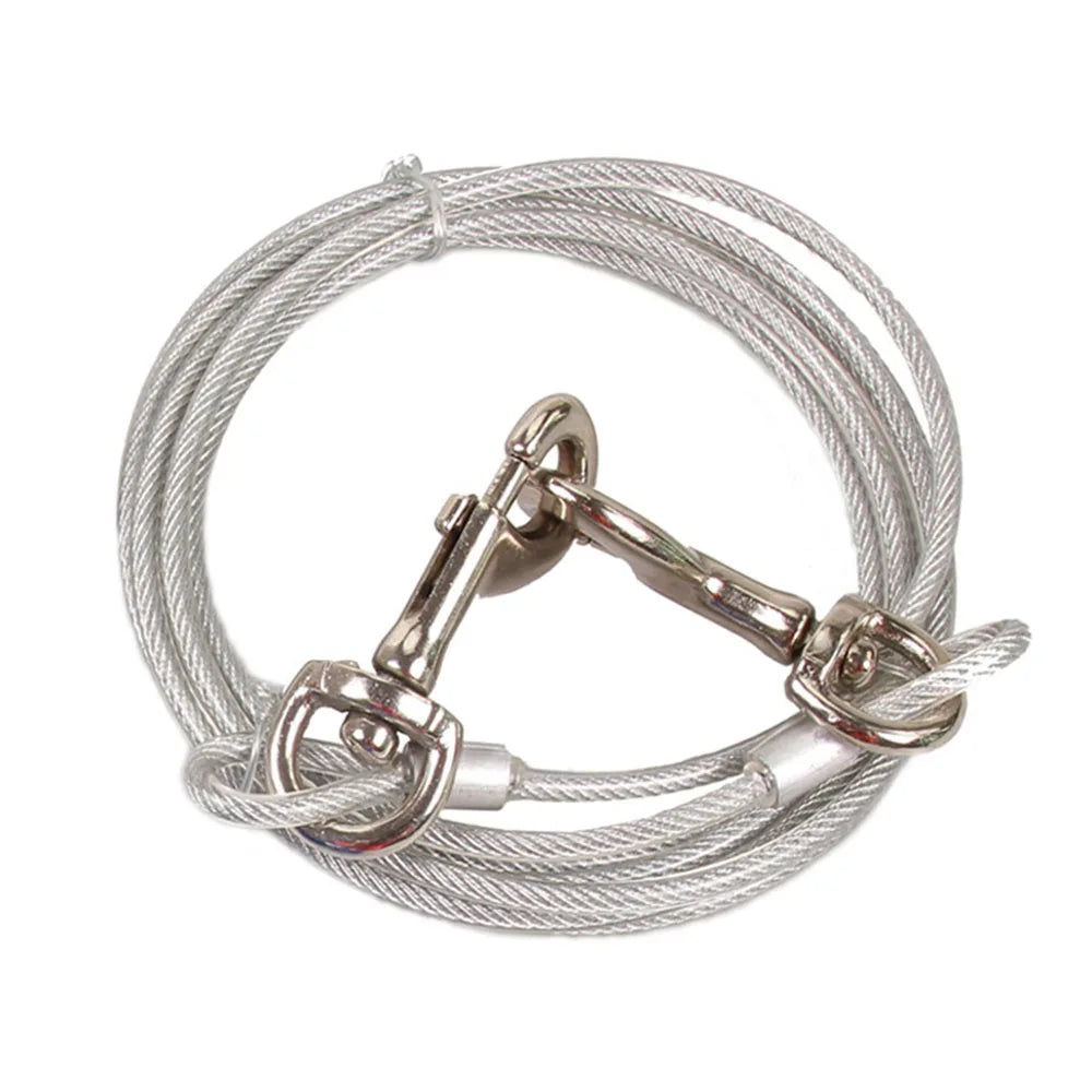 Pet Dog Tie Out Cable for Dogs Up to 125 Pounds 3m 5m 10m Outdoor Dog Steel Cable with Strong Big Hook Stainless Steel Dog Leash