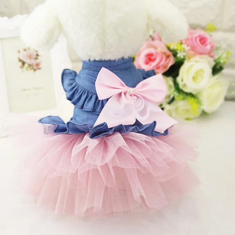 10PCS Pets Accessaries Dogs Cats Princess Flower Lace Dress For Pet Wedding Party Spring Summer small Teddy girl ropa para perro