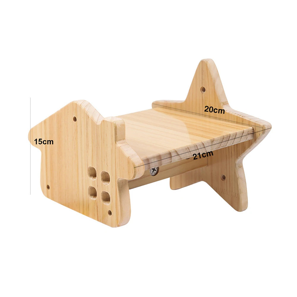 Cat Wall Climbing Shelves Wall Mounted Hammock Cat Scratching Post Wooden Stairway Shelves with Sisal Rope Ladder Wall Cat Tree