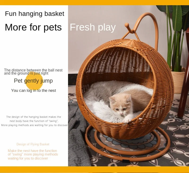 Cat and dog kennel rattan pet products Summer pet kennel cool kennel hanging cat basket four seasons universal pet mat