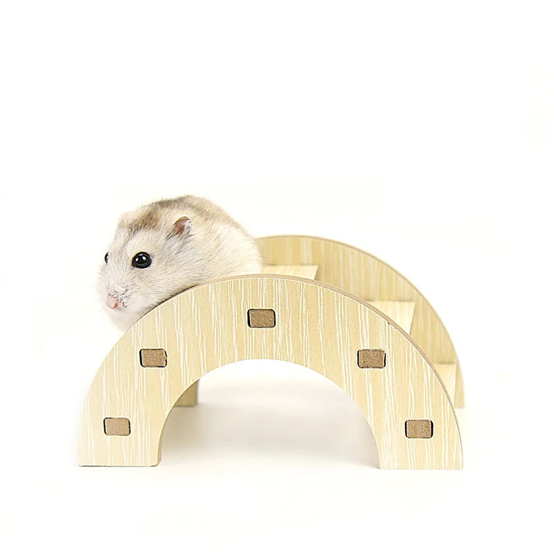 1pc Functional Wooden Hamster Arch Bridge Toys Hiding Climbing Ladder Small Pet Products Hamster Cage Golden Bear Toy Supplies