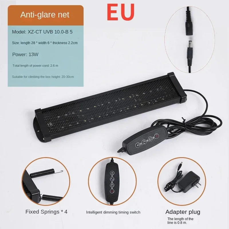 UVA+UVB Reptile Full Spectrum LED Light Turtle Lizard Snake Terrarium Sunbathe Heat Lamp 10.0 20.0 Sun Lamp Sunbathe Heat Lamp