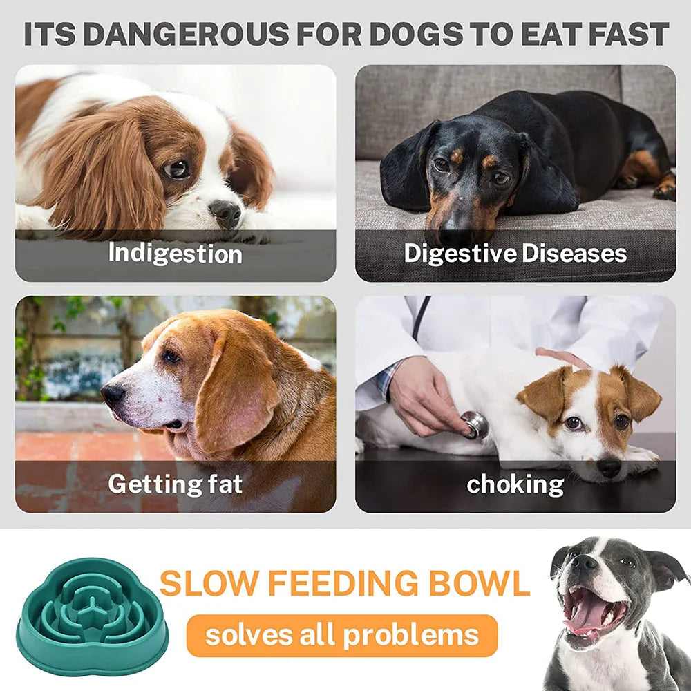 Dog Puppy Slow Feeder Bowl Non Slip Puzzle Bowl Anti-Gulping Dog Slower Food Feeding Dishes Pet Bowl for Large Medium Small Dogs