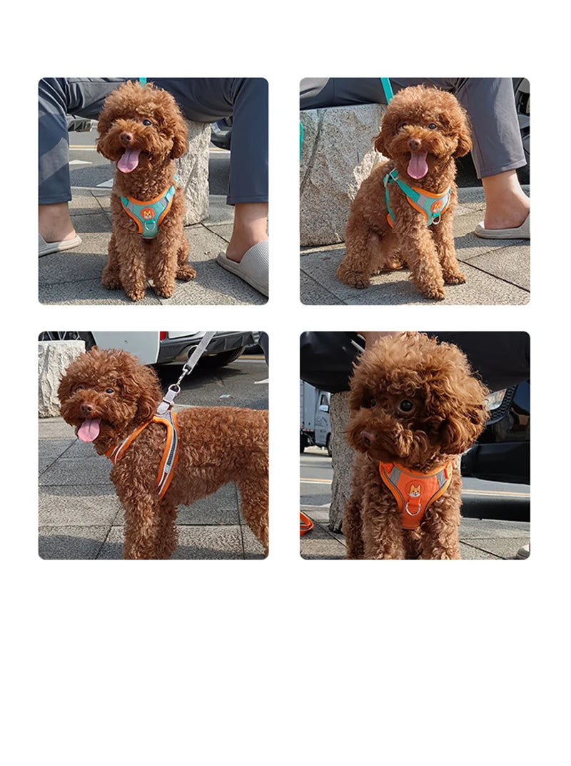 Pet Suede Chest Harness Vest Dog Strap Reflective Leash Retractable For Small Light And Convenientn
