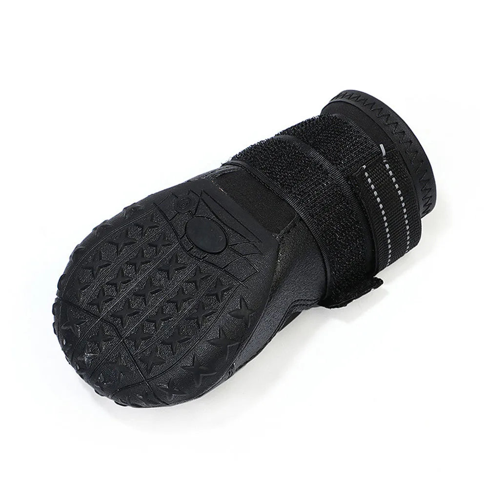 4pcs/set Pet Dog Shoes Reflective Waterproof Dog Boots Warm Snow Rain Pet Booties Anti-slip Socks Footwear For Medium Large Dogs