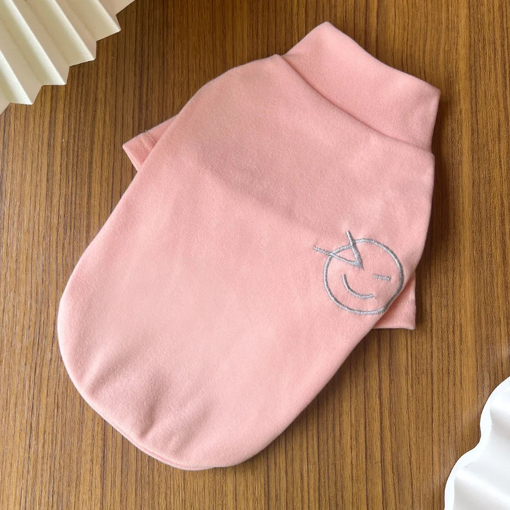 Spring and winter new warmth German velvet cat dog base coat pet clothes Teddy cat Fadou corgi smiling face pattern pet clothes