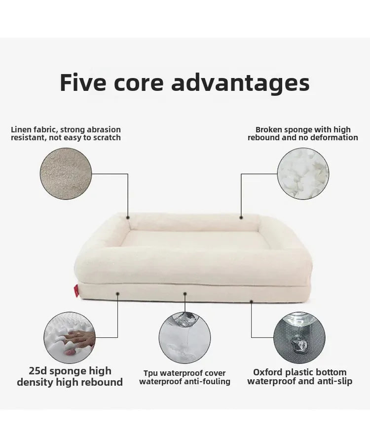 Surround Quadrangle Dog Kennel All-season High Thickened Memory Foam Removable Waterproof Spacious Solid Wear-resistant
