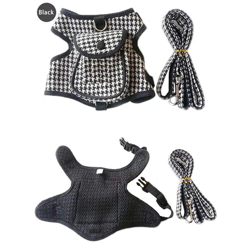 Dog Harness with Backpack andLeashes Set, Luxury Brand Designer Pet Self Carrier Pet Harness Backpack for Small Medium Dogs