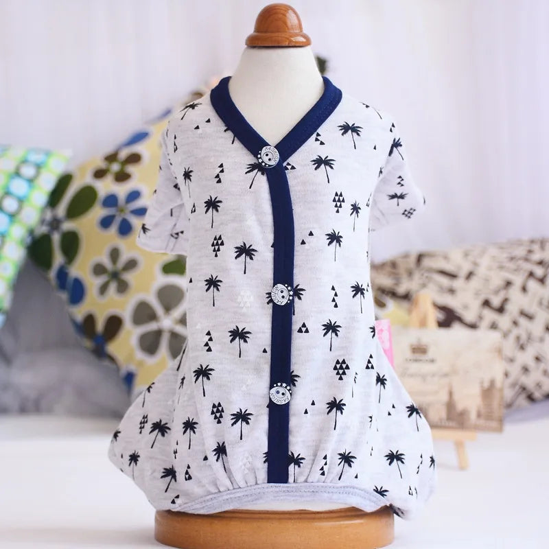 Dog Cat JumpSuit Shirt 100% Cotton Print Tracksuit For Small Cats Dogs Pet Puppy Floral Pajamas Pants T-Shirt Yorkies Chihuahua