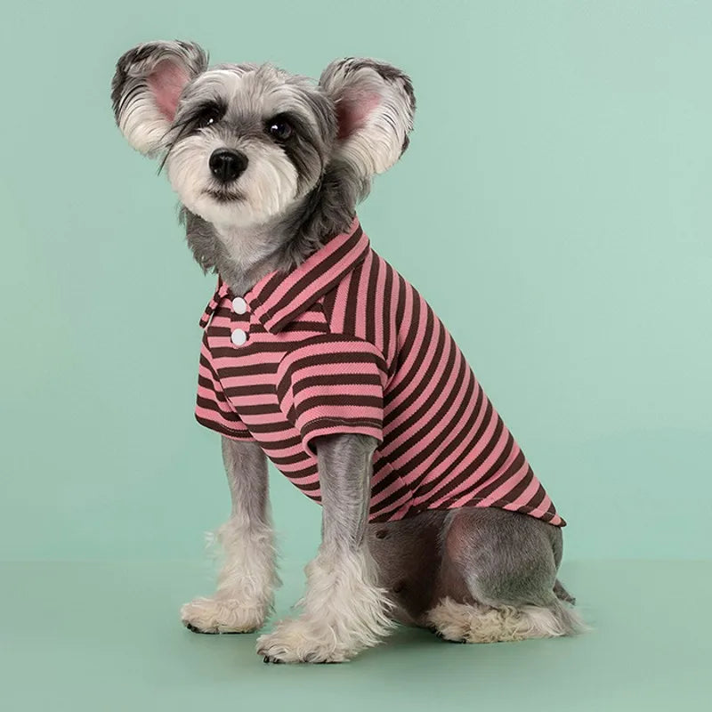 Striped Pet Polo Shirt Summer Dog Clothes for Small Dogs Cotton Puppy Vest Chihuahua Bichon Costume Cat T Shirt Dog Undershirt