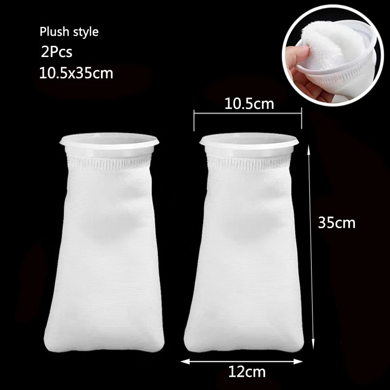 Aquarium Filter Bag with Frame Washable Reusable Mesh Foam Carpet Sock Drawstring Bag for Fish Marine Filtration System