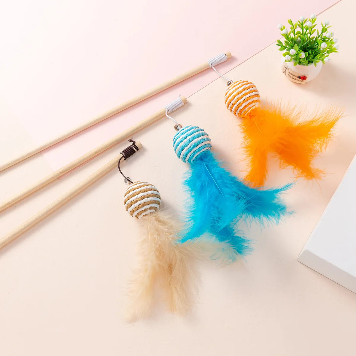 Cat Toy Cat Teaser Sticks Paper Rope Ball Tease Cat Stick Cat Interactive Toy Pet Toy Replace Head Cat Supplies Tease Cat Ball.