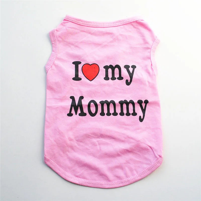 Small Dog Clothes Soft Cotton Puppy Shirt Classic Daddy Mommy Printed T-shirt Pet Vest Clothing for Cats Chihuahua Dog Apparel