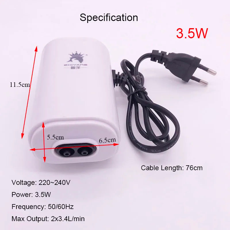 220V 3.5W 8W 12W Aquarium Air Pump Fish Tank Mini Air Compressor Oxygen Pump Aquarium Fish Tank Accessories Two Outputs New2022