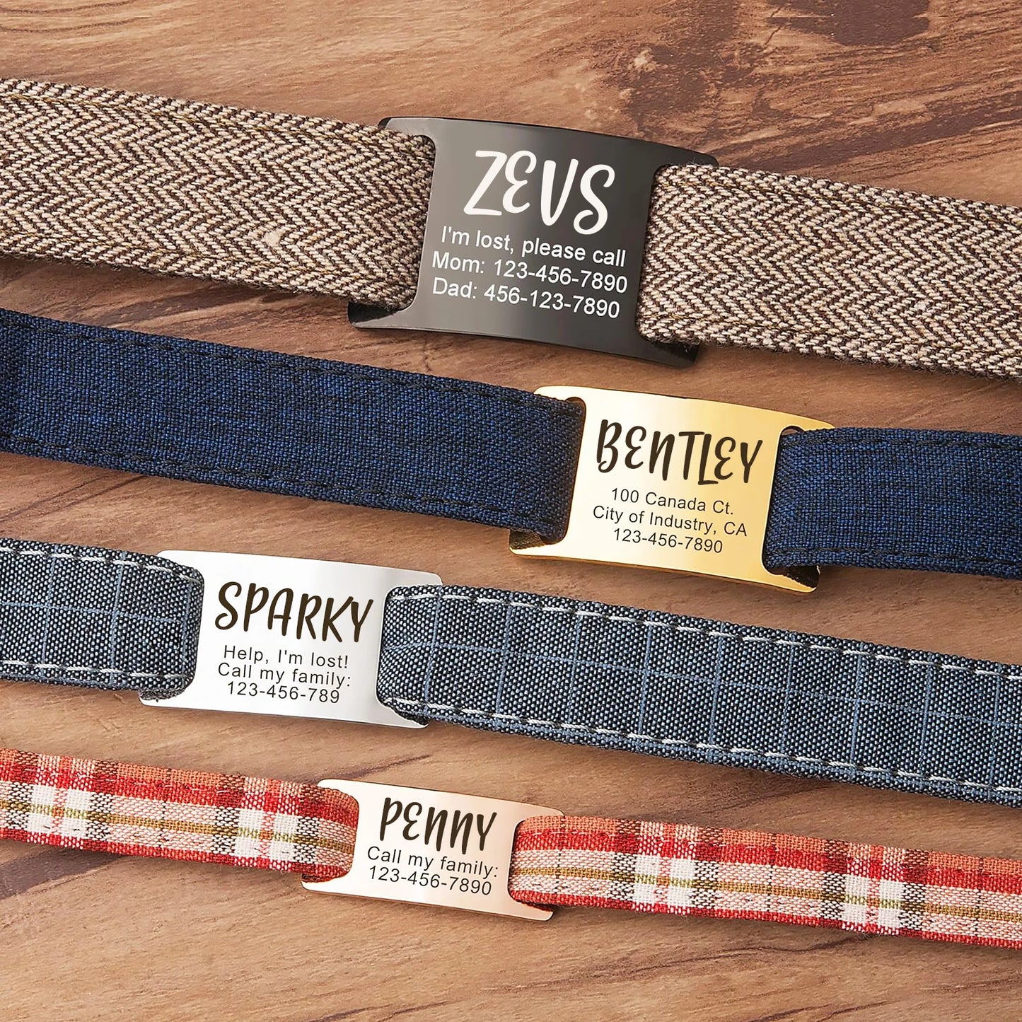 Personalized Dog and Cat Collar Tags, Slide-On Pet ID Tags, Silent, No Noise Tags Made of Stainless Steel, Custom Engraved