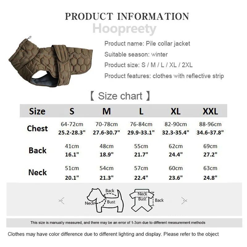 Italian Greyhound Large Dogs Clothes Winter Coat Adjustable Reflective Warm Fleece Lined Turtleneck Dog Jacket for Big Dogs