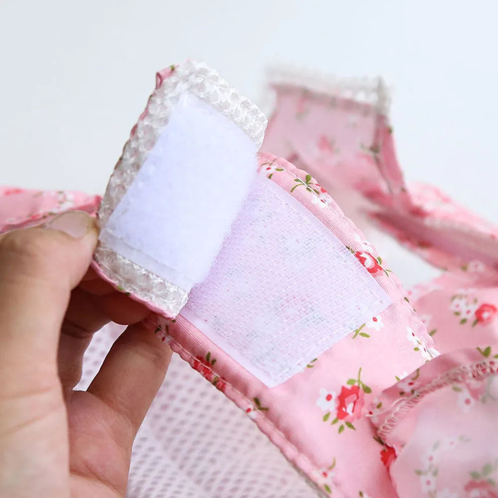 Pink Flower Puppy Harness Mesh Breathable Small Girl Dog Cat Vest Harness Cute Doggy Lace Dress Harness with Leash for Walking