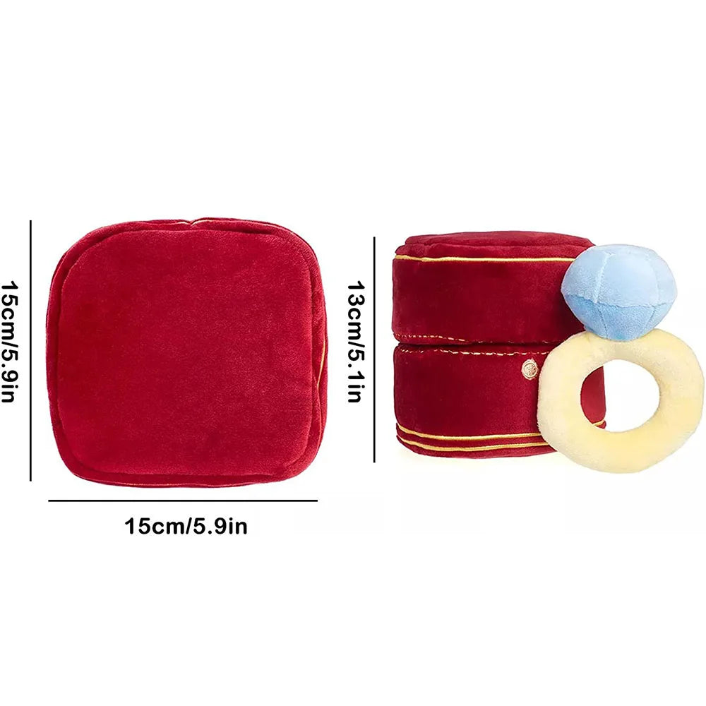 Creative Ring Box Plush Toy Love Diamond Ring Case Stuffed Pet Chew Toy Sounds Puppies Kids Cute Soft Dog Bitter Interested Toys